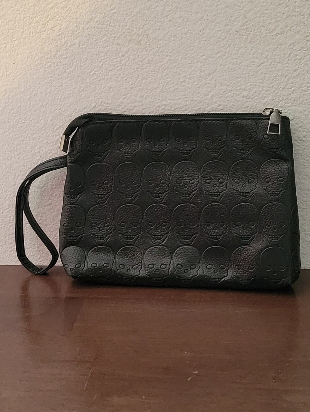 Black Embossed Skull Wristlet Clutch - Women Bags